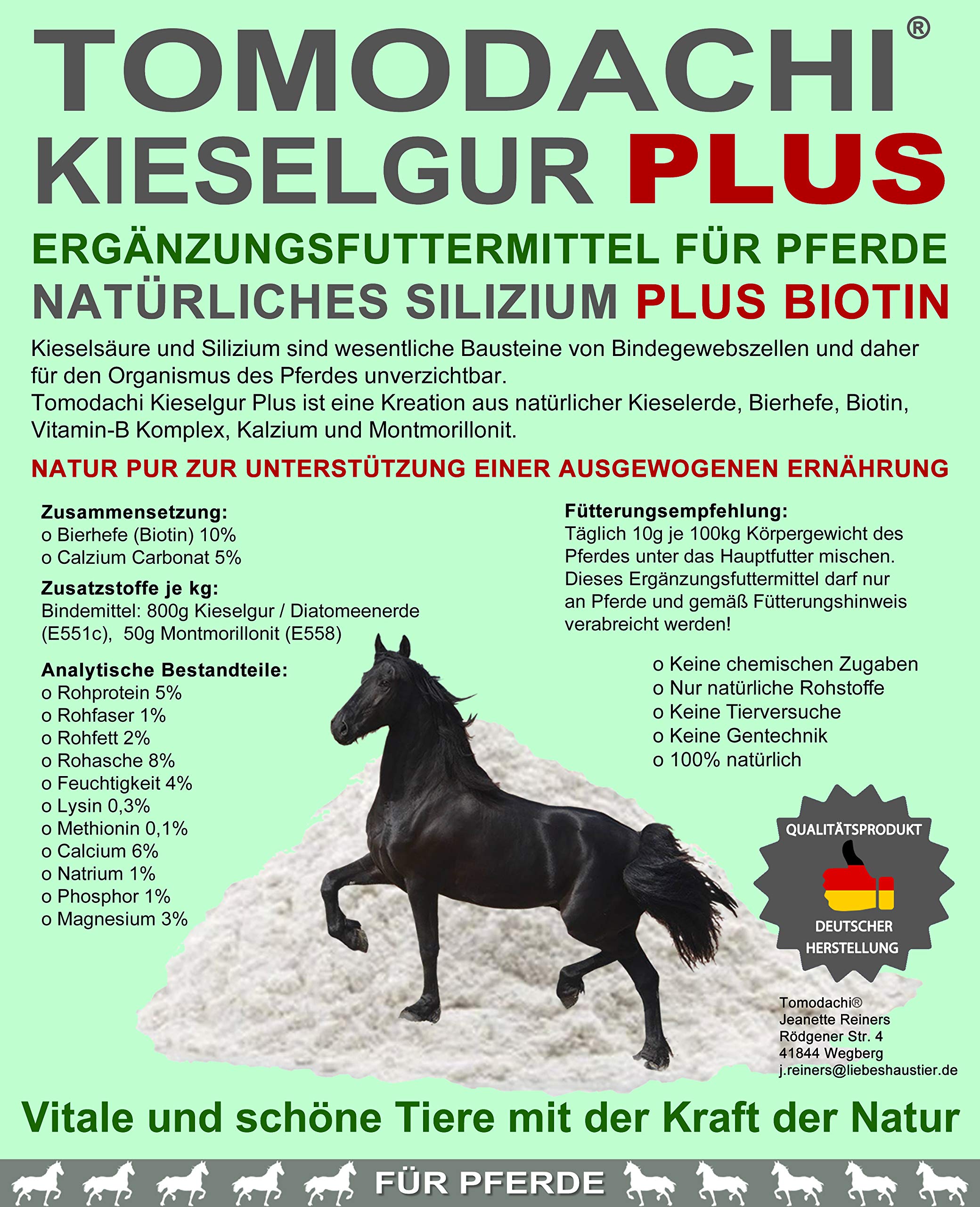Kieselerde Plus Biotin Futterzusatz Pferd natürliche Kieselgur Plus Bierhefe für eine ausgewogene Ernährung reich an natürlichem Silizium, Calzium, Mineralien, Spurenelementen 10 Liter Eimer
