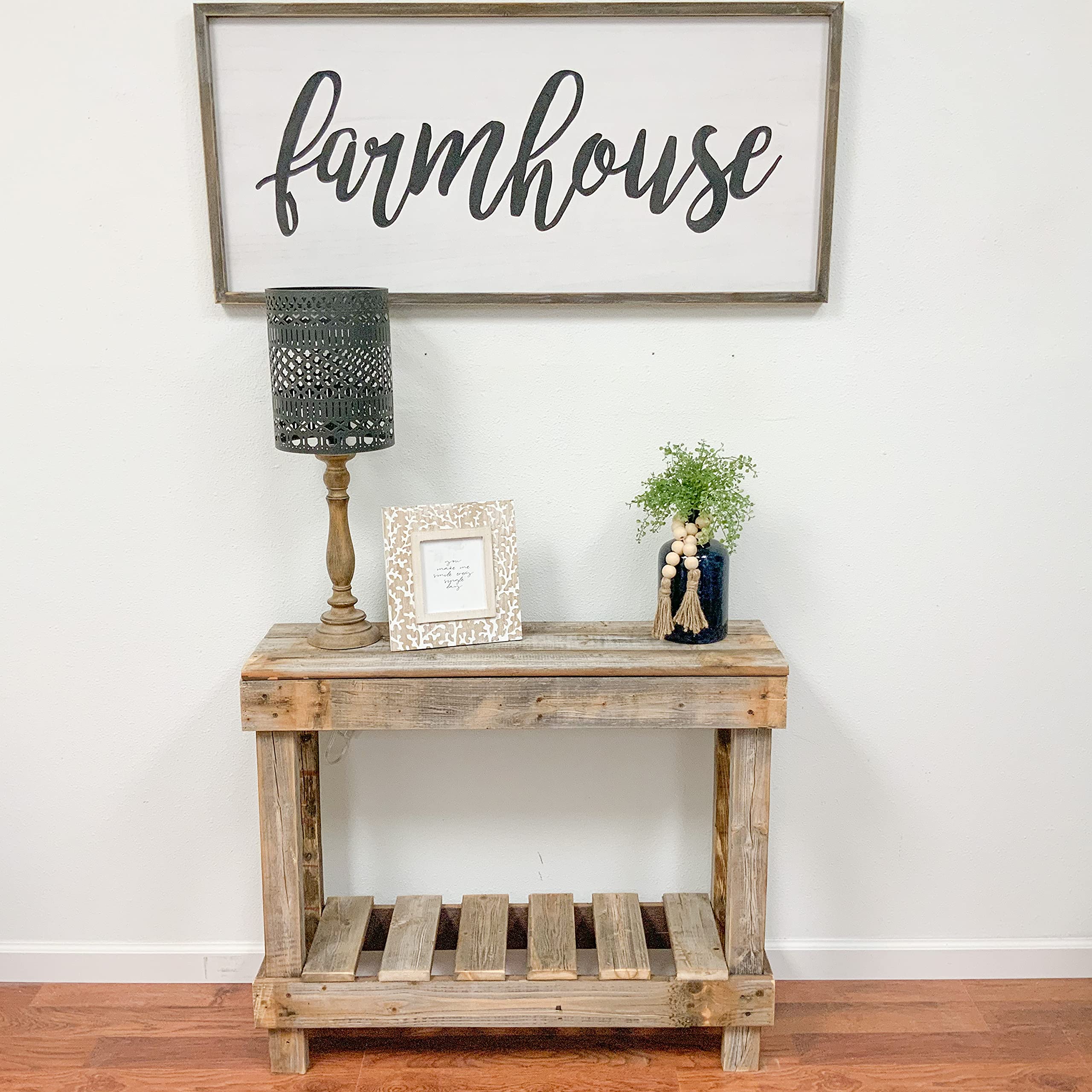 Amazon.com: del Hutson Designs 38 Inch Colorful Reclaimed Wood Rustic  Barnwood Rectangular Entry Table for Farmhouse Style Decor, Natural : Home  & Kitchen