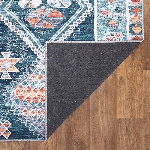Miniatura 5 de Bloom Rugs Mysia - Alfombra lavable de 8 x 10 pies, diseño geométrico tribal azulmulticolor para sala de estar, dormitorio, comedor y cocina, tamaño