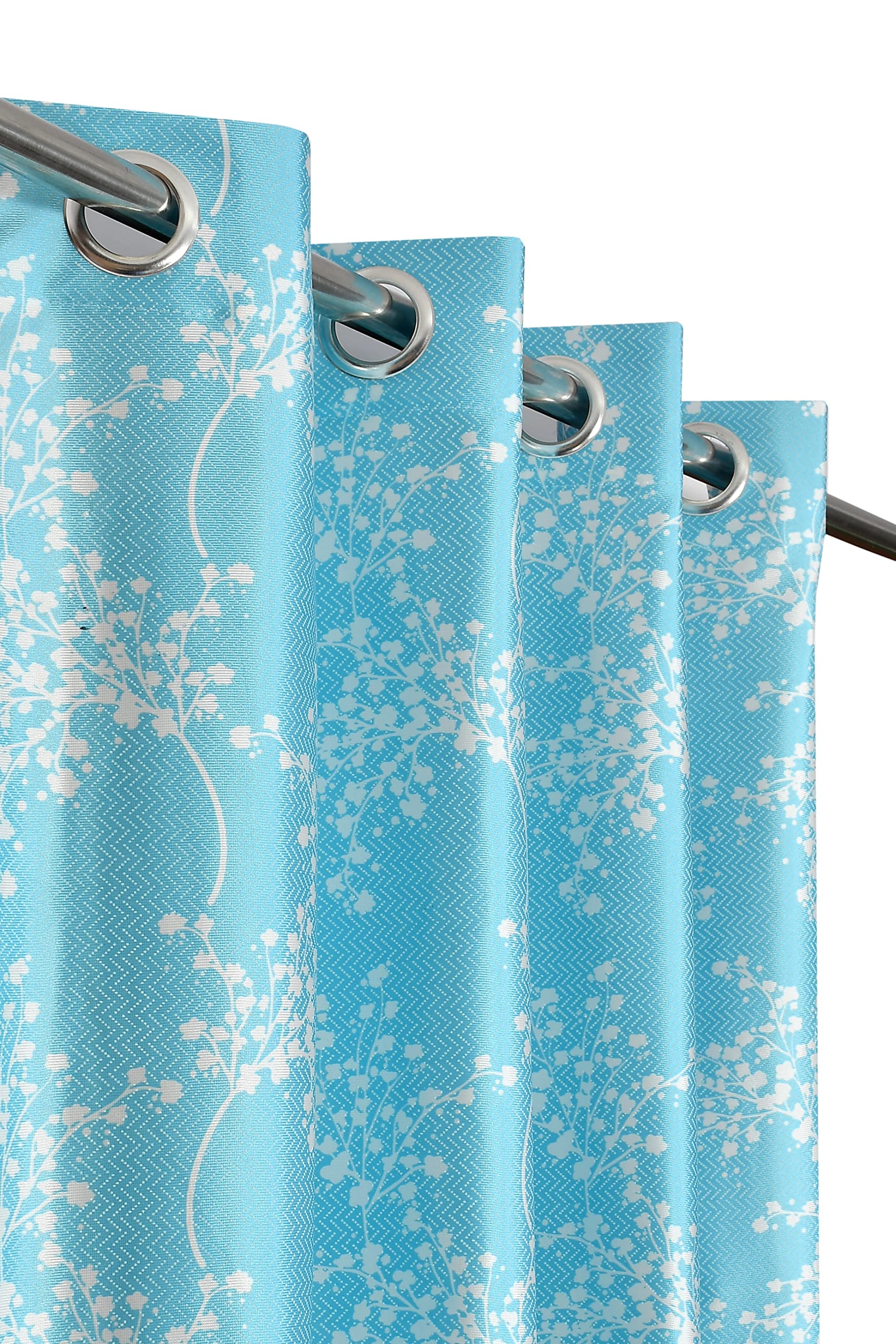 GOYTEX Premium Grommet Polyester Semi Sheer Curtains Set Of 2 For Window And Door (Sky Blue, Window 5 Ft)-picture-10