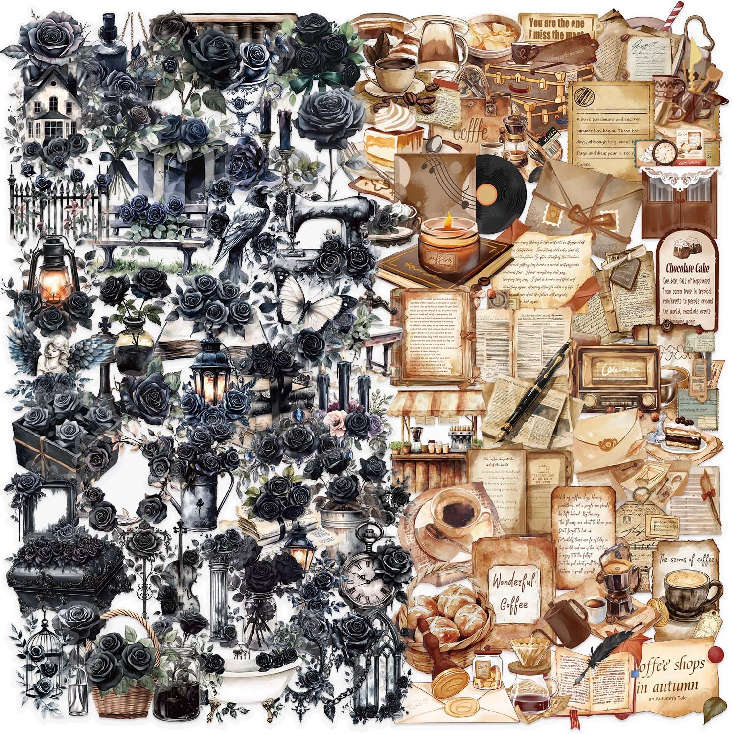 100 Vintage Aesthetic Transparent Waterproof Stickers for Scrapbooking Diary Decorations Ideal for Teens and Adults Crafting Water Bottles and