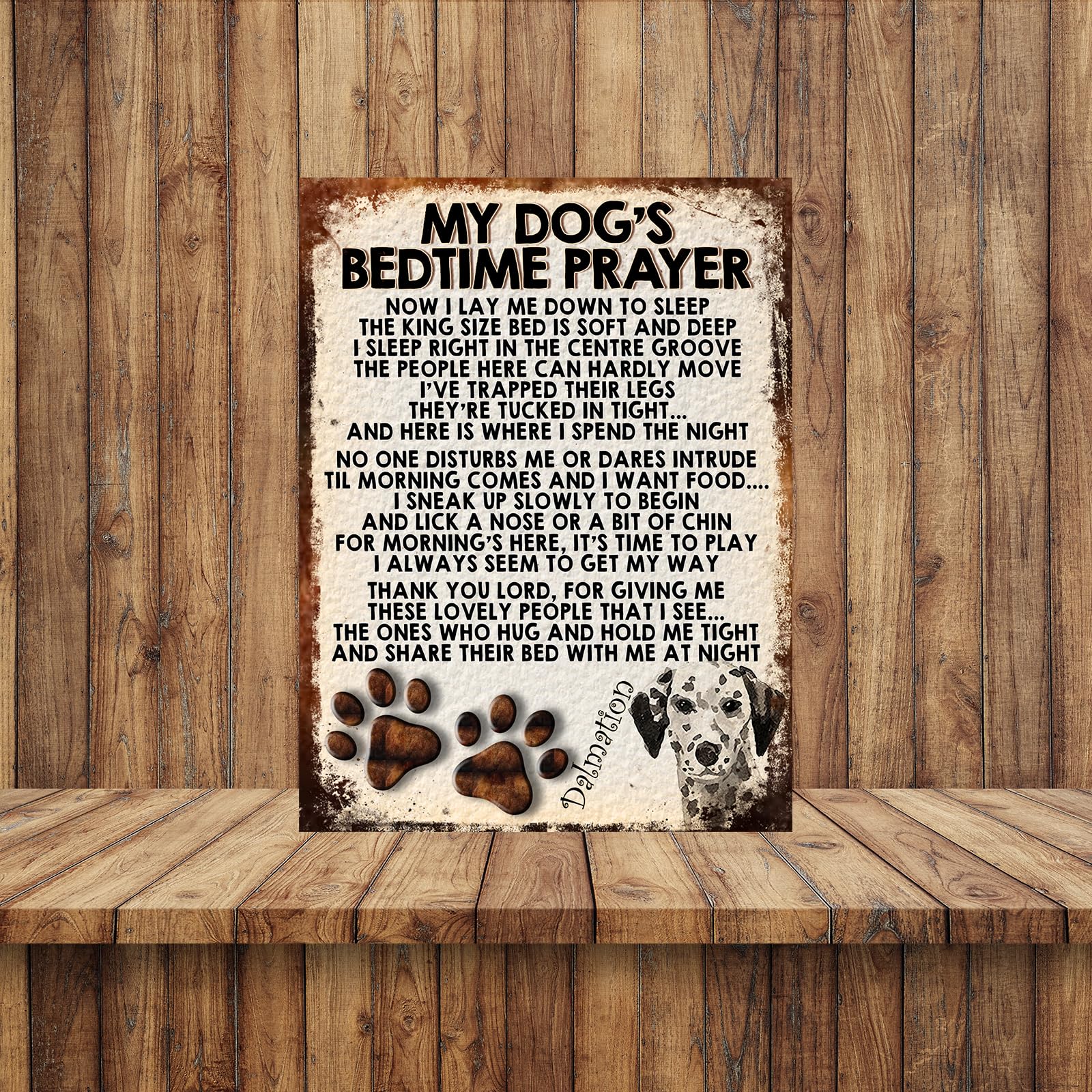 MY DOG'S BEDTIME PRAYER RETRO STYLE METAL TIN SIGN/PLAQUE (DALMATION), 8" x 6" - Image 2