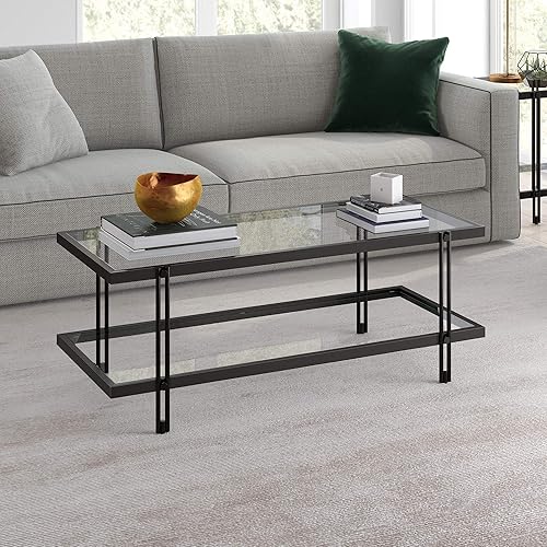 Henn&Hart Mesa de centro rectangular de 45 pulgadas de ancho en bronce ennegrecido, mesas de centro modernas para sala de estar, artículos