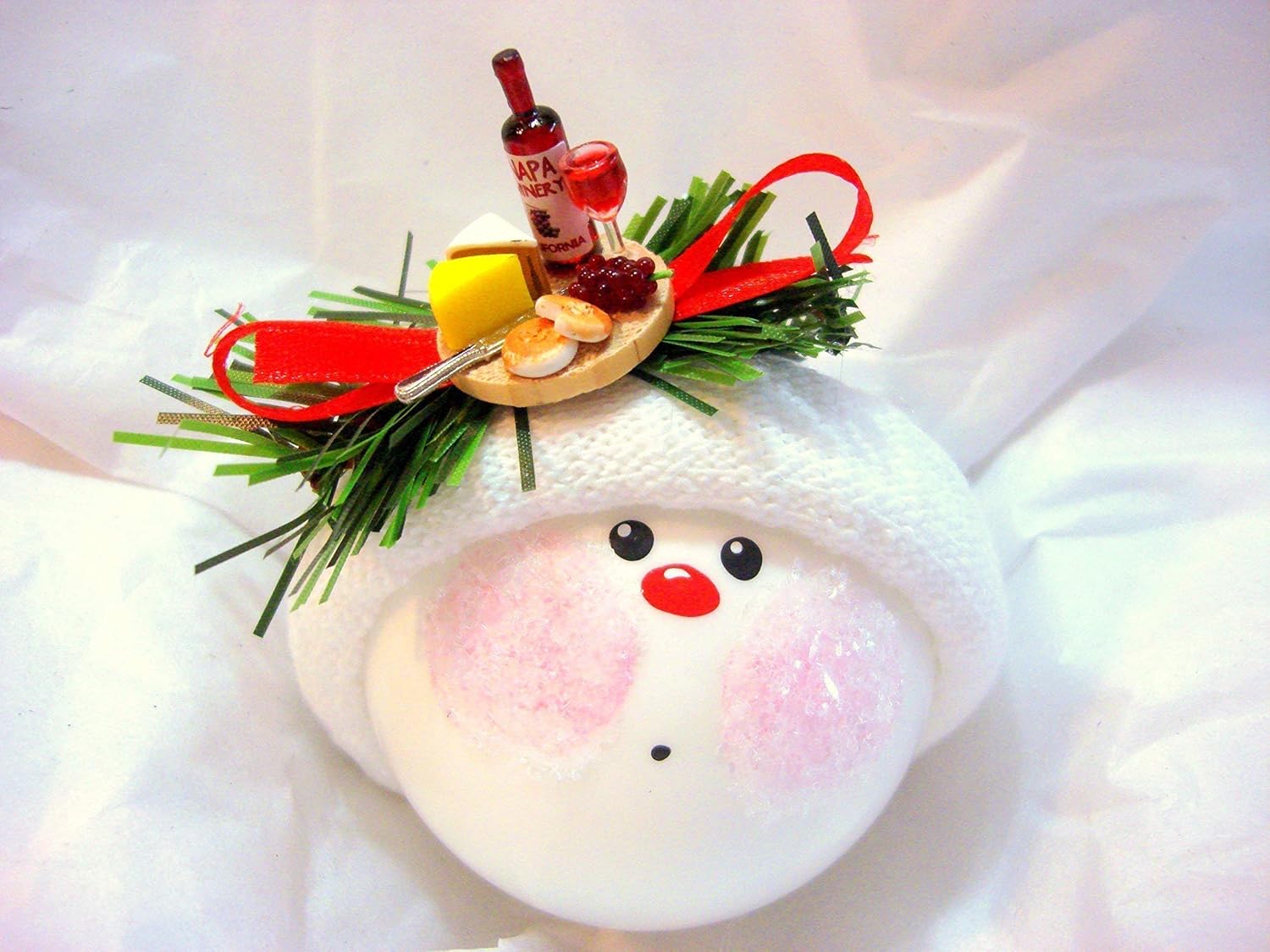 Wine Lover Gift Christmas Glass Ornament Wine Cheese Plate Hand Painted Hand Made Personalized W39 535