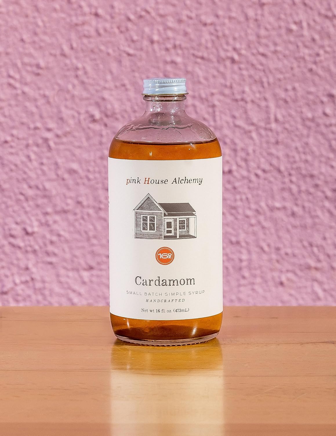 Pink House Alchemy Cardamom Simple Syrup – 16oz Bottle – Handcrafted All-Natural Mixer for Coffee, Cocktails, Soda, Lemonade, Tea & Baking – Small Batch (CAR 1)