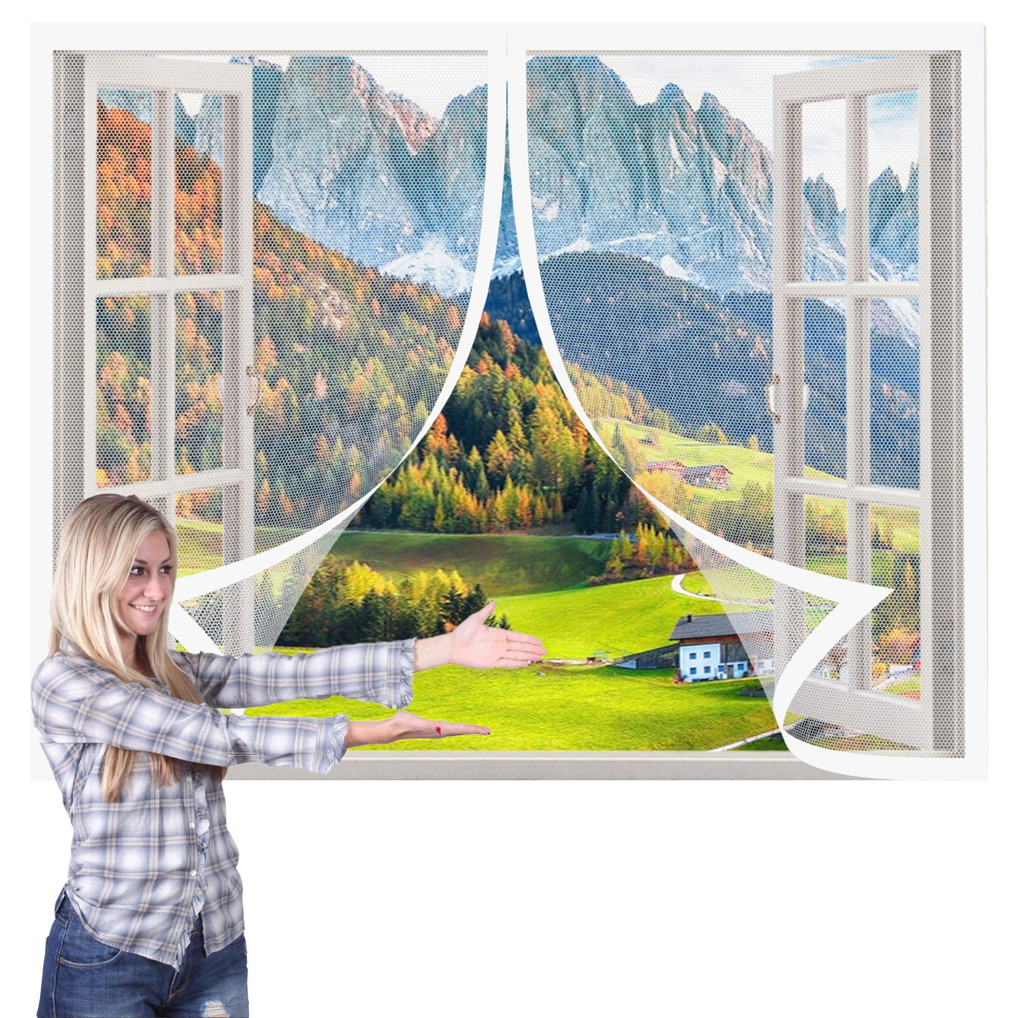 Moustiquaire de porte aimantée 115x70 cm blanc pour fenêtre coulissante