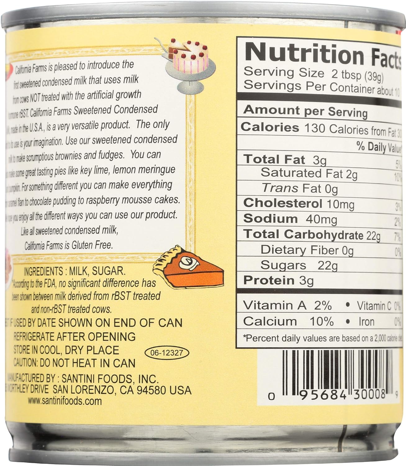 California Farms Sweetened Condensed Milk - Case of 24 - 14 Fl oz.