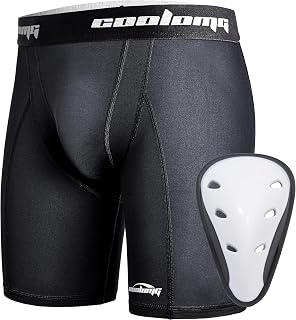 COOLOMG Boys Baseball Shorts with Athletic Cups Hockey Groin Protector Support Jock Shorts for Kids Youth