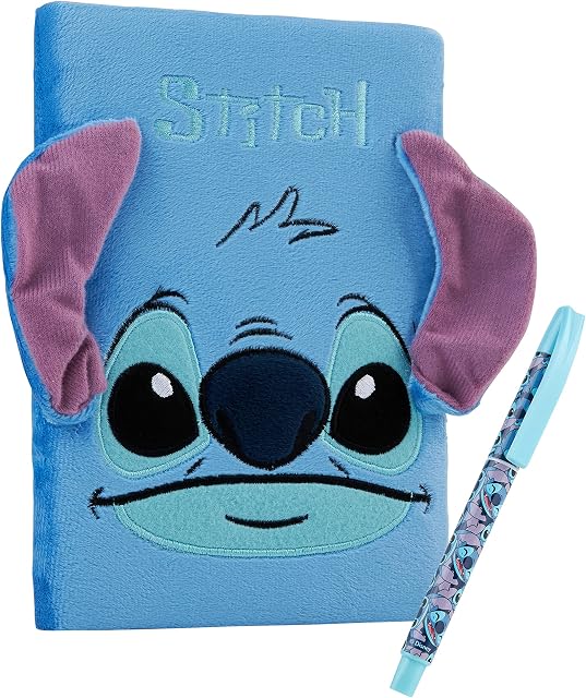 Disney Stitch Gifts 3D Stationary Set with Stitch Fluffy Notebook and Pen Set