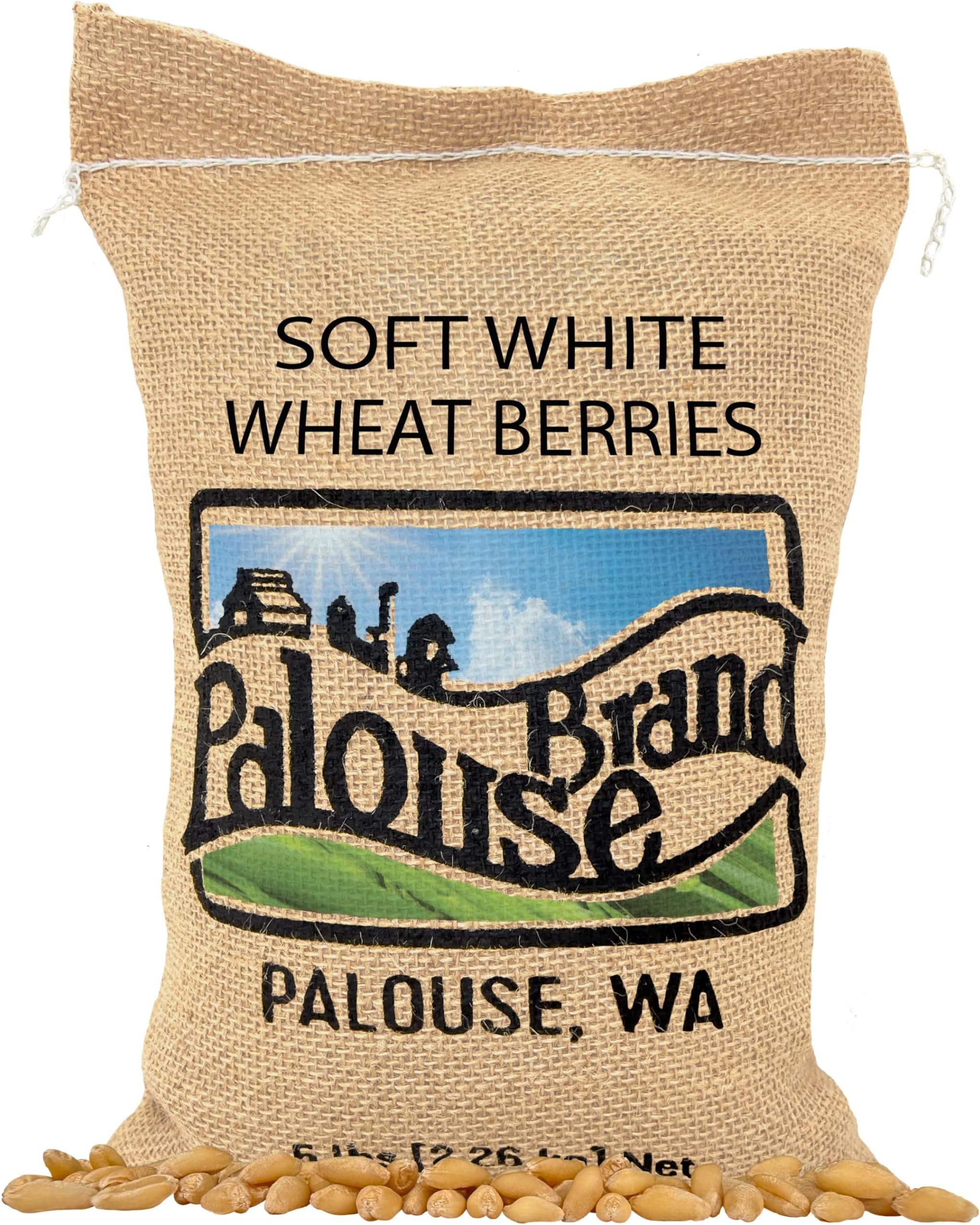 Palouse Brand Certified Glyphosate Residue Free Soft White Wheat Berries | 5 LBS | Family Farmed in Washington State | Non-GMO Project Verified | Kosher | Field Traced