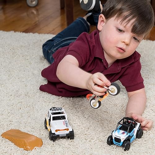 Miniatura 4 de Sunny Days Entertainment Maxx Action - Mini vehículos todoterreno con luces y sonidos, paquete de 3 con motocicleta con montículo de suciedad, ATV y