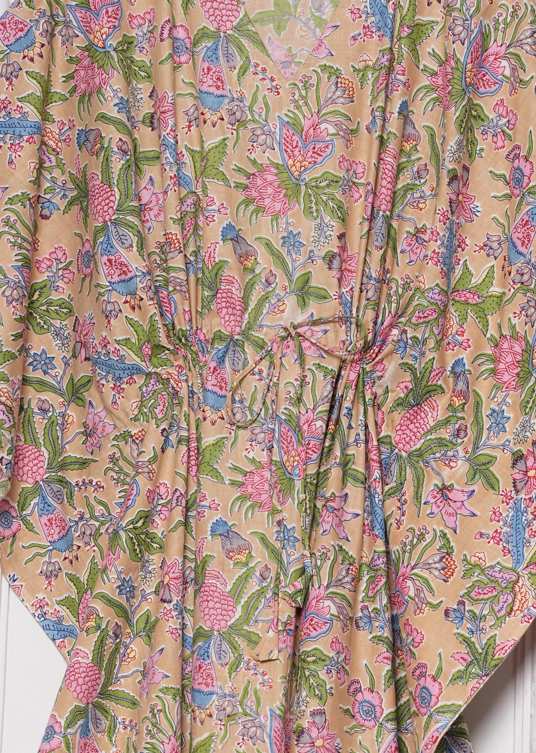 INDACORIFY Robe Caftan en Coton Longue Tenue décontractée à Fleurs Bloc imprimé Caftan Maxi Robe Tunique d'été en Coton pour être Maman
