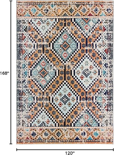 Vista 176 de Safavieh Madison Collection MAD418F - Alfombra de área con diamantes, Polipropileno, Azul Oscuro/Amarillo