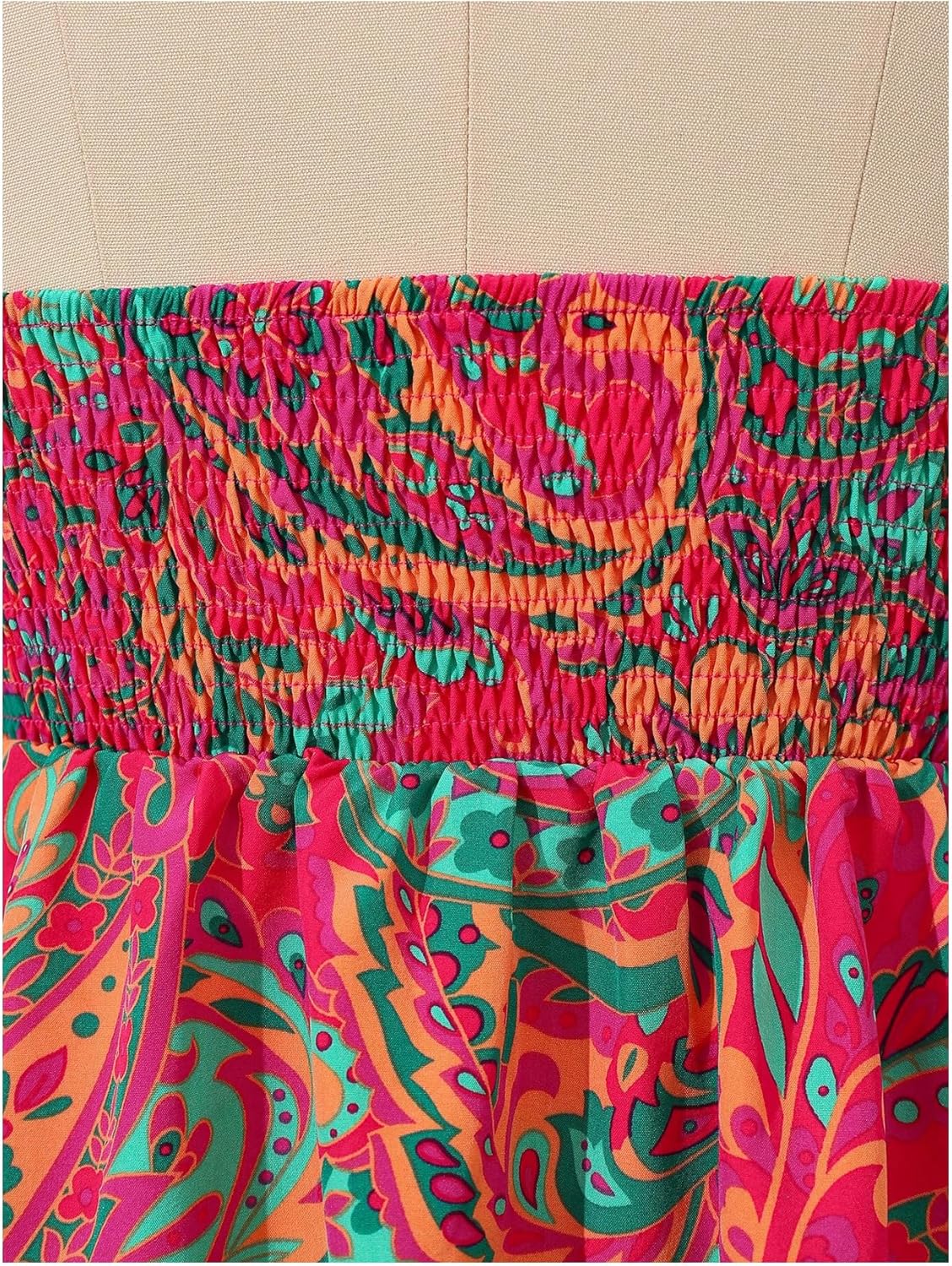 SOLY HUX Women's Tube Top Boho Floral Print Strapless Sleeveless Tie Front Ruffle Hem Summer Tops - Image 4