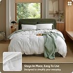 Bedsure 100% Washed Cotton Duvet Cover Queen Size - Natural White Minimalist Duvet Cover for All Seasons - GentleSoft™ Plain Simple Cotton Bedding Set with 2 Pillow Shams