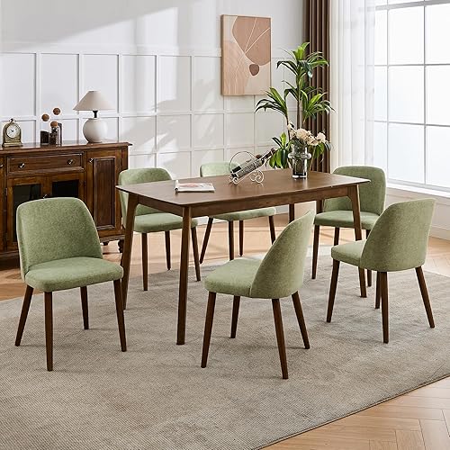 Miniatura 10 de Juego de 4 sillas de comedor tapizadas, patas de madera maciza, juego de 4 sillas de comedor modernas, sillas laterales de cocina de tela con fácil