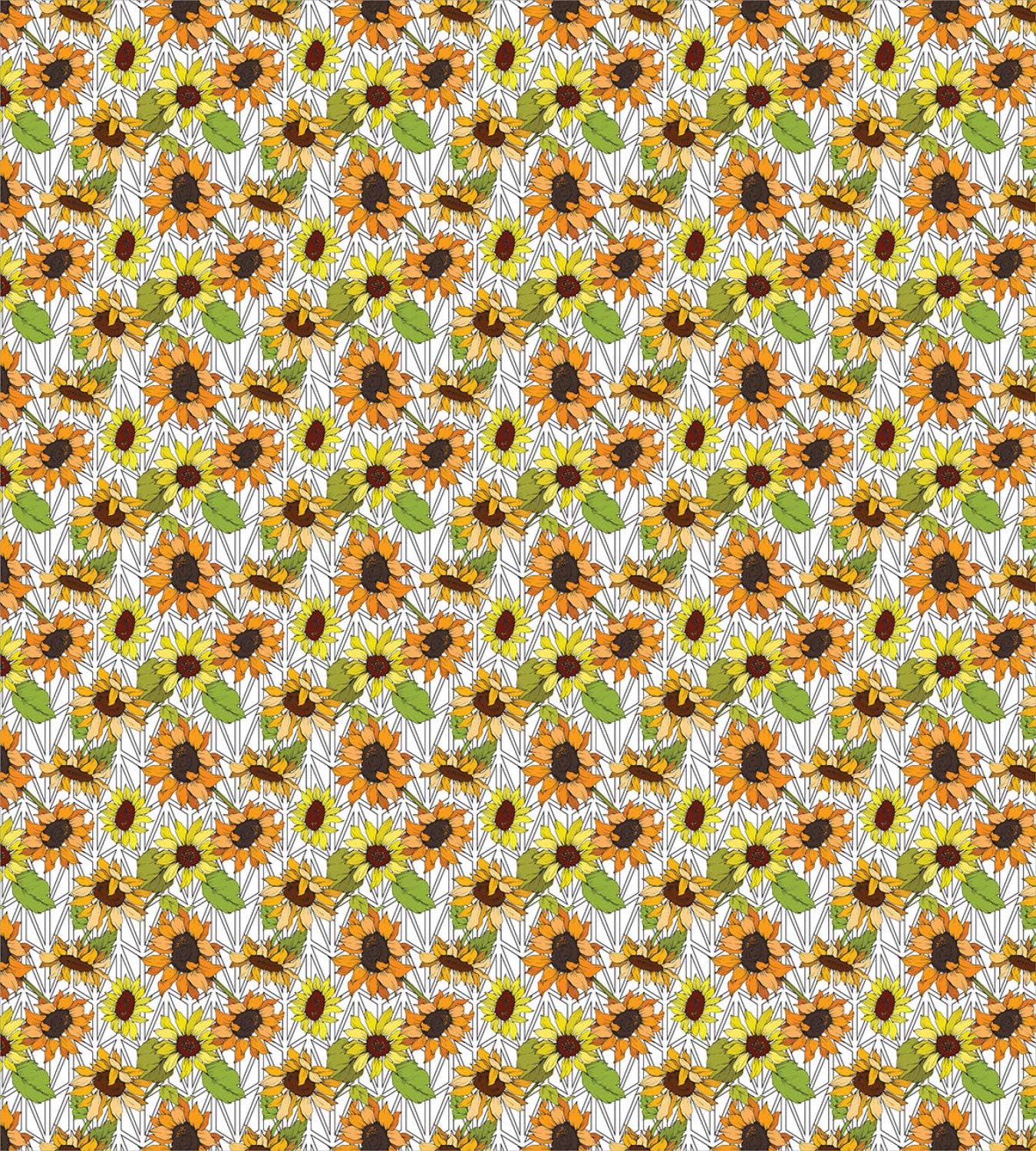 Ambesonne Orange and Yellow Duvet Cover Set, Big Petal Sunflower Repetition on Grid, Decorative 3 Piece Bedding Set with 2 Pillow Shams, Queen Size, Marigold and Multicolor