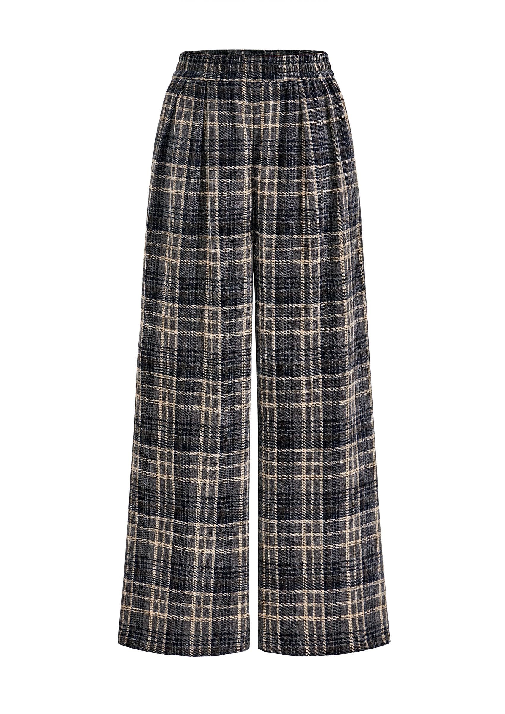 PRETTYGARDEN Casual Womens Pants 2025 Elastic Waist Palazzo Long Pajama Wide Leg Trousers Knit Fall Outfits with Pockets
