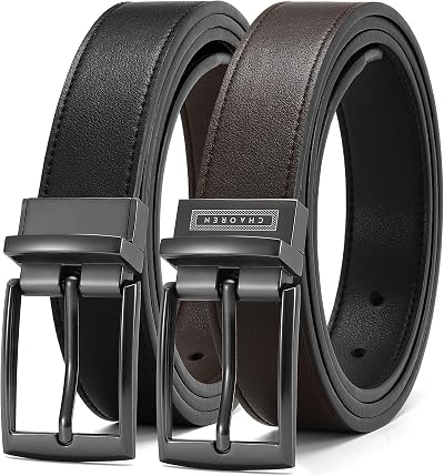 CHAOREN Kids Belt - 1 1/4" Leather Dress Reversible Boys Belt for Youth