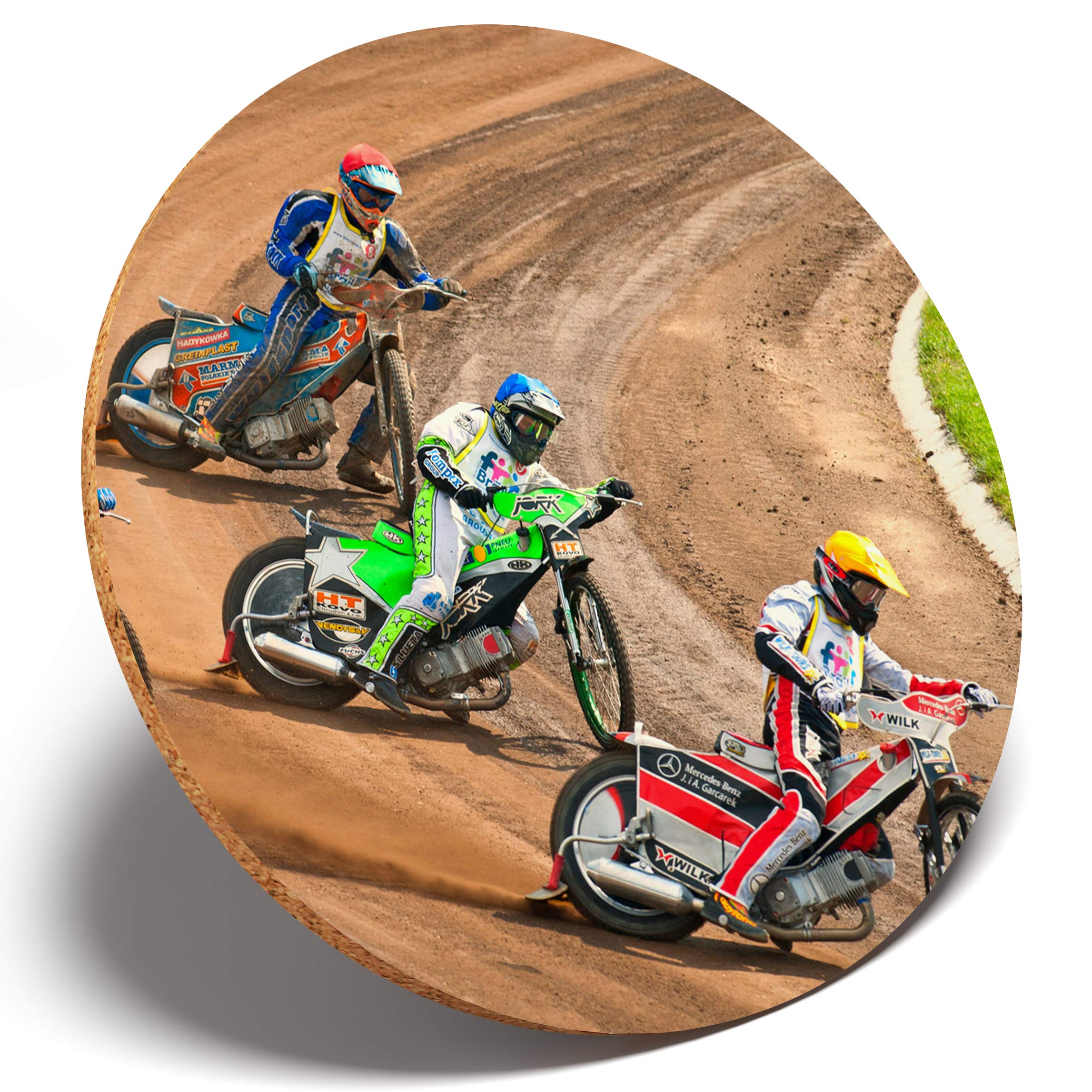 1 x Speedway Track Bike Biker - Round Coaster Kitchen Student Kids #2759