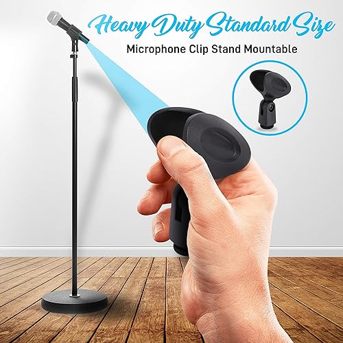 Miniatura 3 de Pyle Kit de micrófono dinámico de mano profesional, micrófono vocal unidireccional con cable con bolsa de transporte, soporte de micrófono de metal,