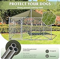 Vista 3 de Grepatio Perrera exterior para perros con carcasa impermeable para perros grande, jaula de acero galvanizado con bloqueo seguro