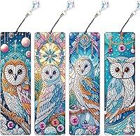 Vista 22 de Paquete de 4 marcadores de pintura de diamantes 5D, marcadores de arte de diamantes de plumas de pavo real con diamantes de imitación y borlas