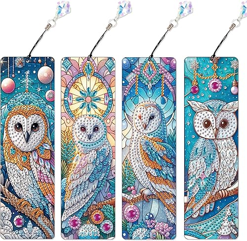 Miniatura 22 de Paquete de 4 marcadores de pintura de diamantes 5D, marcadores de arte de diamantes de plumas de pavo real con diamantes de imitación y borlas