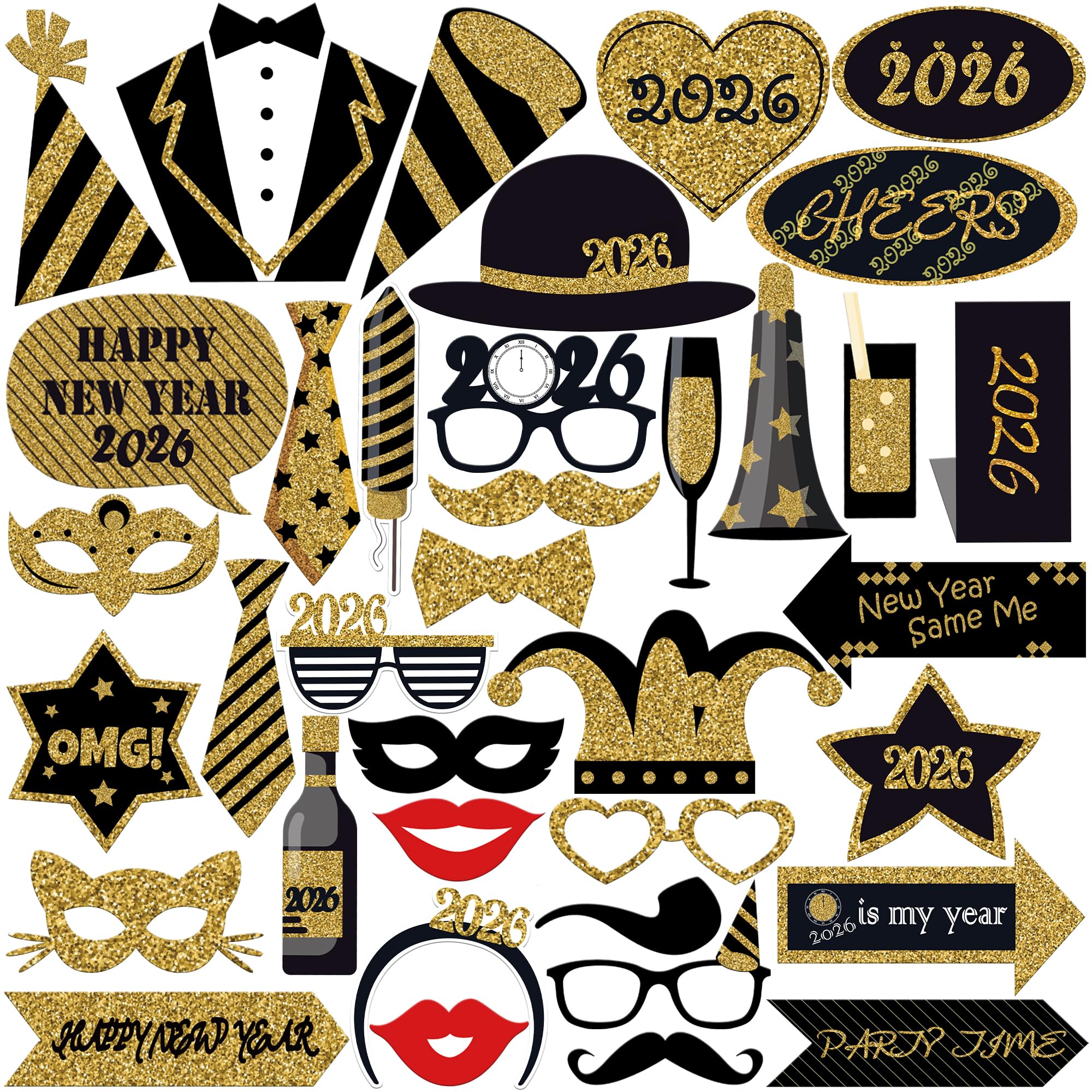KatchOn New Years Photo Booth Props, Pack of 36