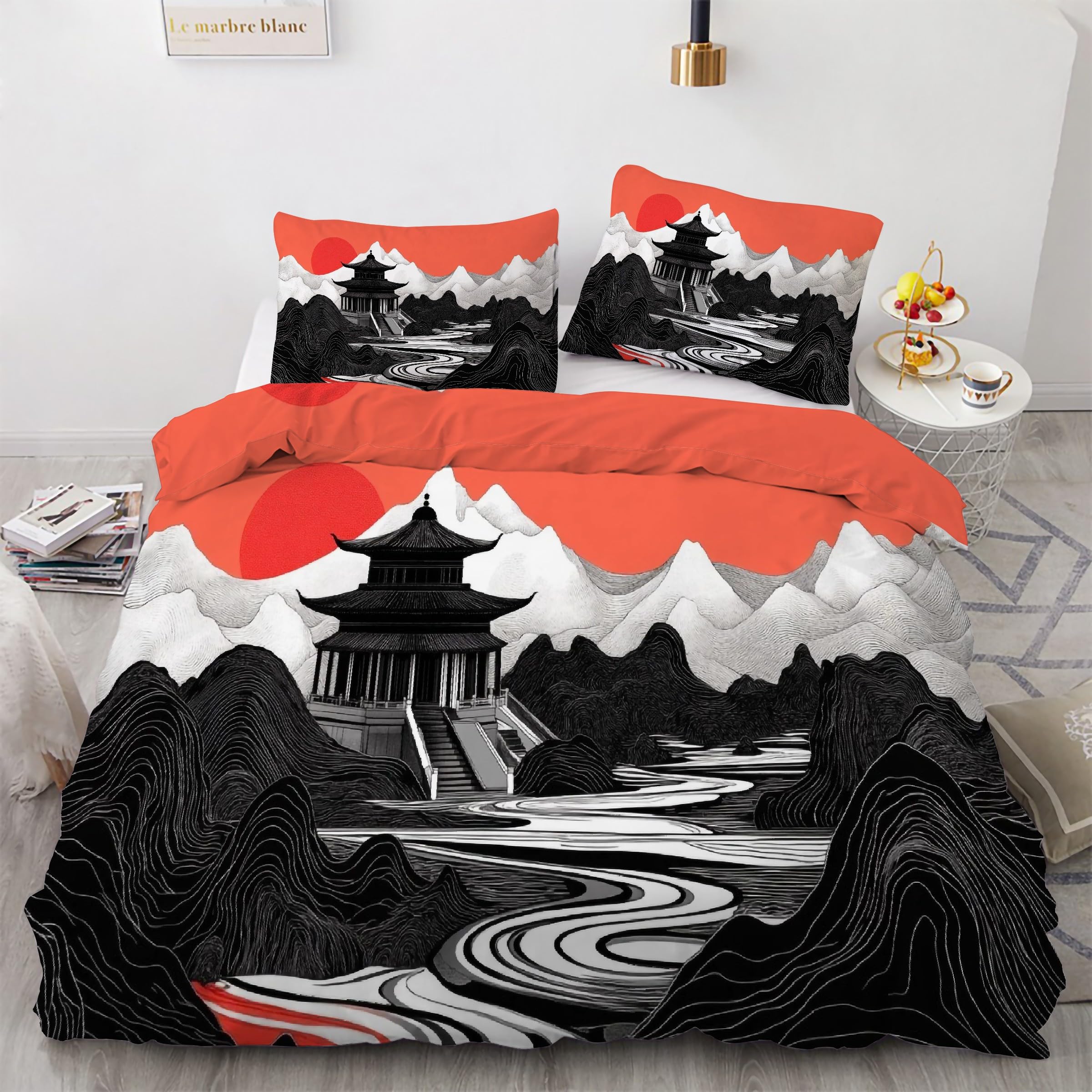 Housse de couette montagnes et rivières pour lit 90x190 déco nature