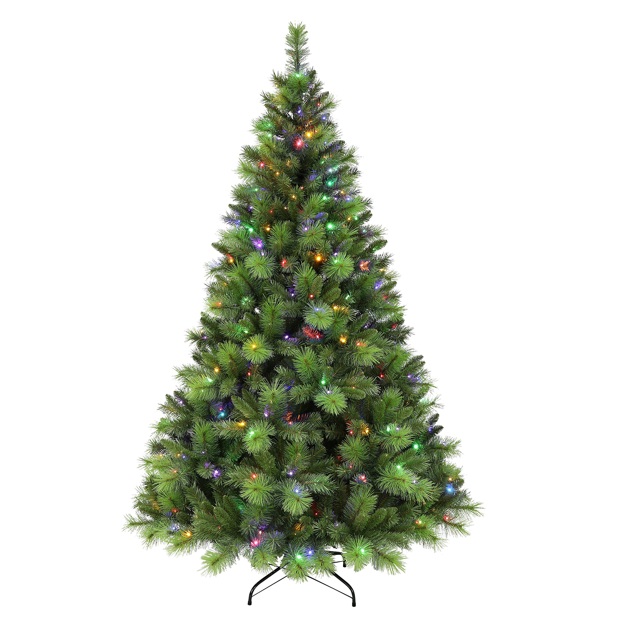 Puleo International Pre-Lit 7.5' Adirondack Artificial Christmas Tree with 300 Color Select LED Lights, Green