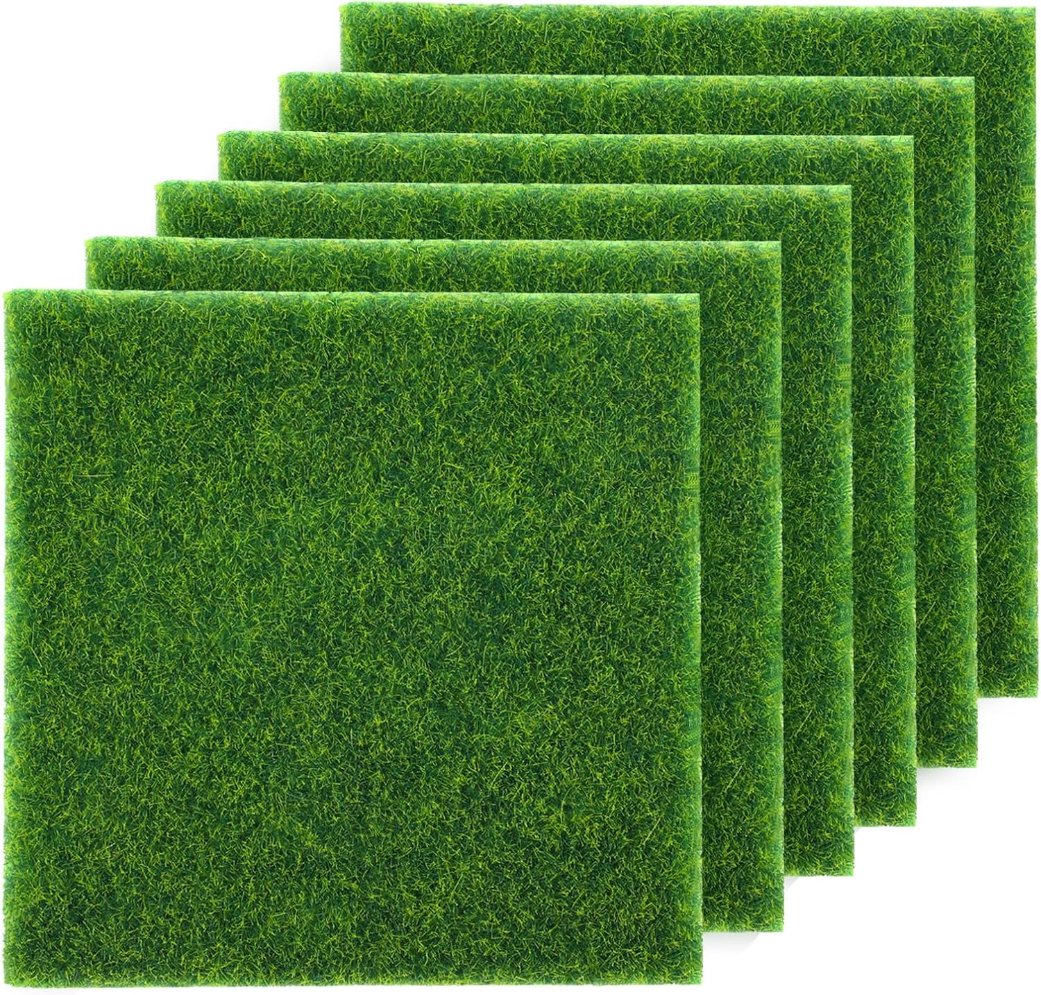 FOIMAS 15pcs Fairy Garden Grass,6x6 Inch Miniature Artificial Craft Grass Lawn for Micro Landscape Ornament DIY Decoration