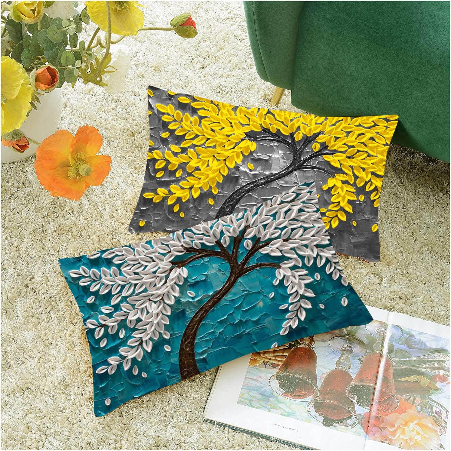 AEROHAVEN™ Set of 2 Decorative Hand Made Velvet Rectangle Throw/Pillow Sham Cushion Covers - CC164 - (12 X 18 INCHES)