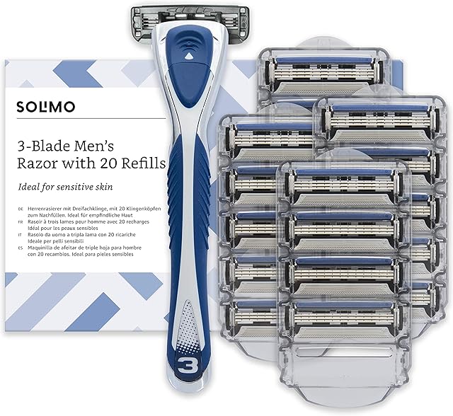 Amazon Brand - Solimo Male 3 blade razor with 20 cartridges