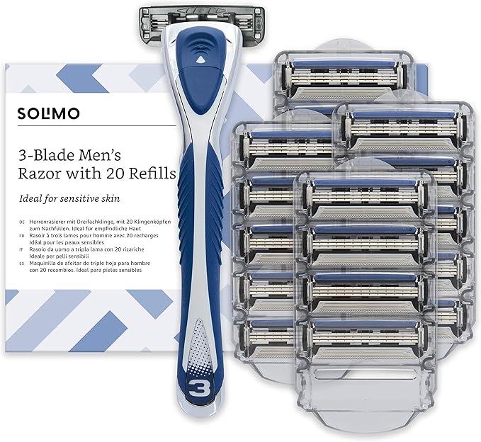 Amazon Brand - Solimo Male 3 blade razor with 20 cartridges : Amazon.co ...