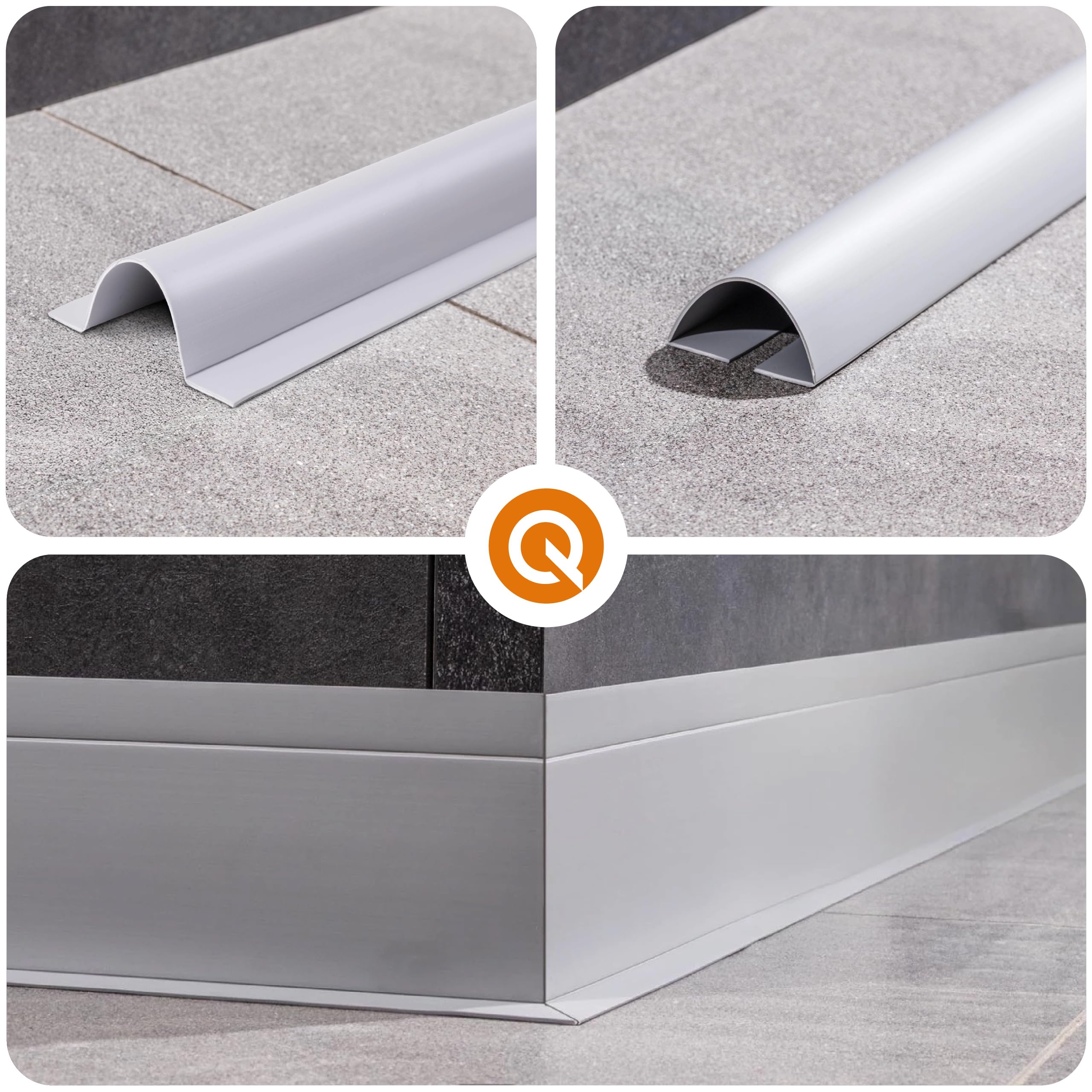 Quest Rodapié Flexible 6 en 1 PVC 95 mm Autoadhesivo - Marrón, 25 m
