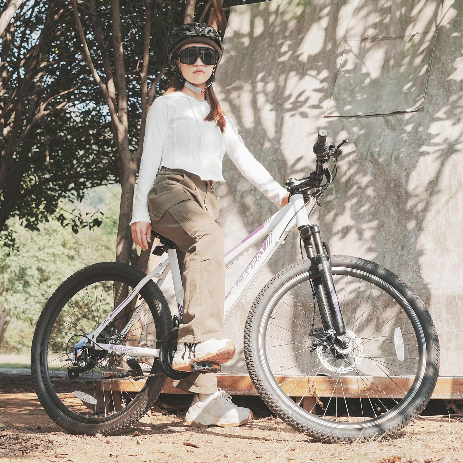 Ecarpat 24 26 Inch Women Girls Mountain Bike, Disc/V Brakes 21 Speeds Women Bike, Sturdy Steel Frame and Suspension Fork, Stylish Adult and Teens Bicycle for Urban Trail Snow Commuter