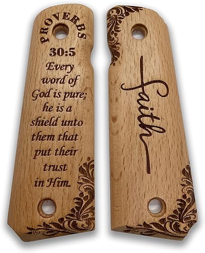 Miniatura 35 de for 1911: Full Size Wooden Handgun Grips with Bible Verses Series - Fits a Wide Range of 1911 Models - 1911 Accessories