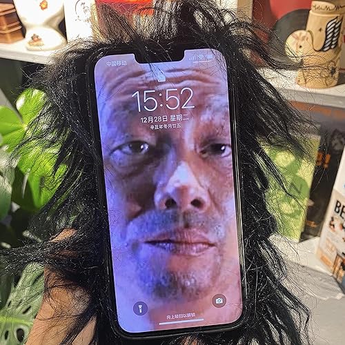 Miniatura 3 de Funda de felpa negra para iPhone 13 Pro Max, linda funda protectora de invierno de pelo largo divertido con cara divertida, caricaturas 3D para