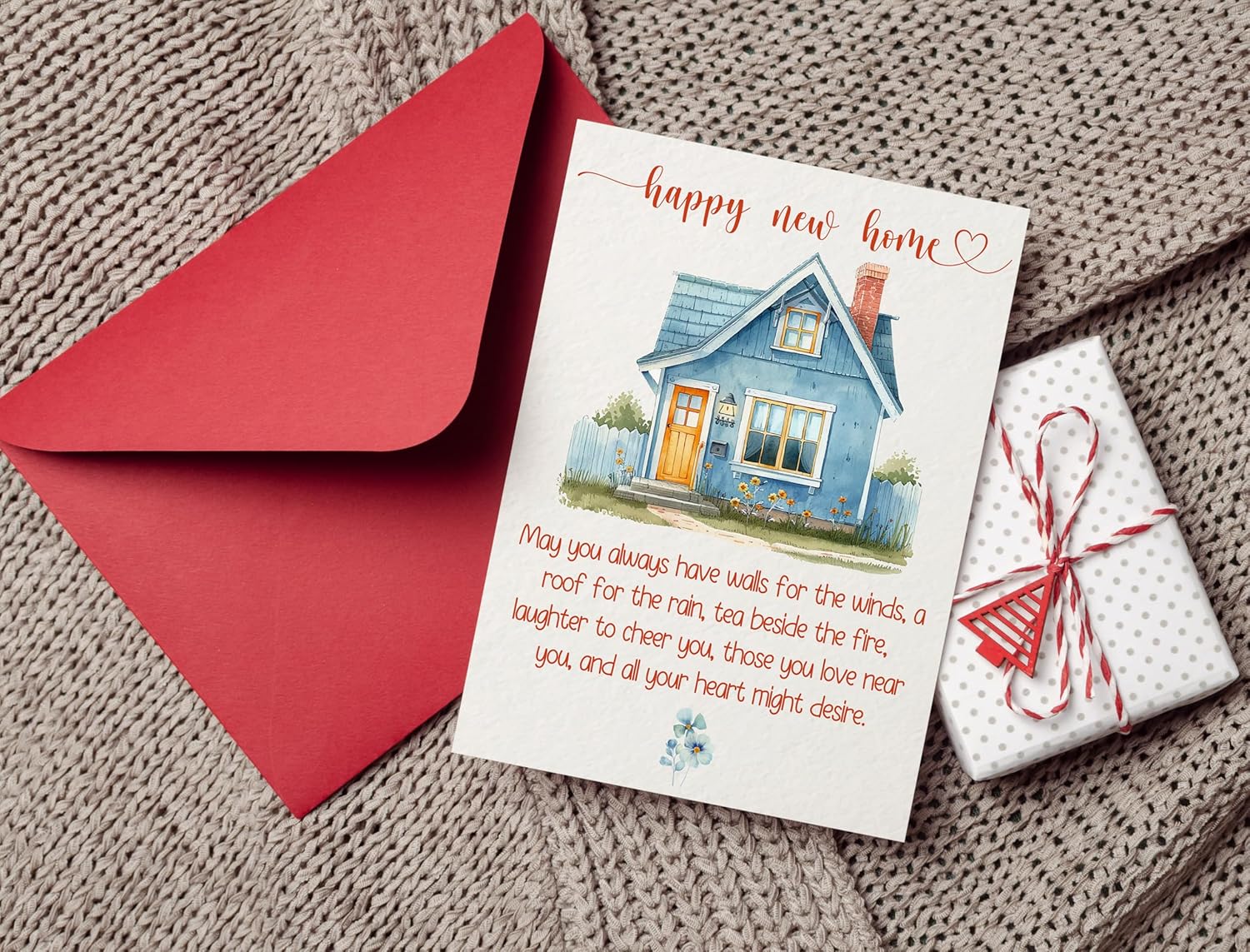 New Home Card, Housewarming, Congratulations New House Gift - Folded 5"x7" Sing Card with Red Envelope - House Warming Gifts New Home Owner, Neighbor, Friend, Women, Men image 5 of 8 B0DS123BCG