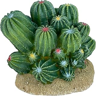 Komodo Barrel Cactus Reptile DÃ©cor| Natural Looking Artificial Plant Terrarium Ornament & Habitat Decoration | Easy to Clean and Maintain | 4