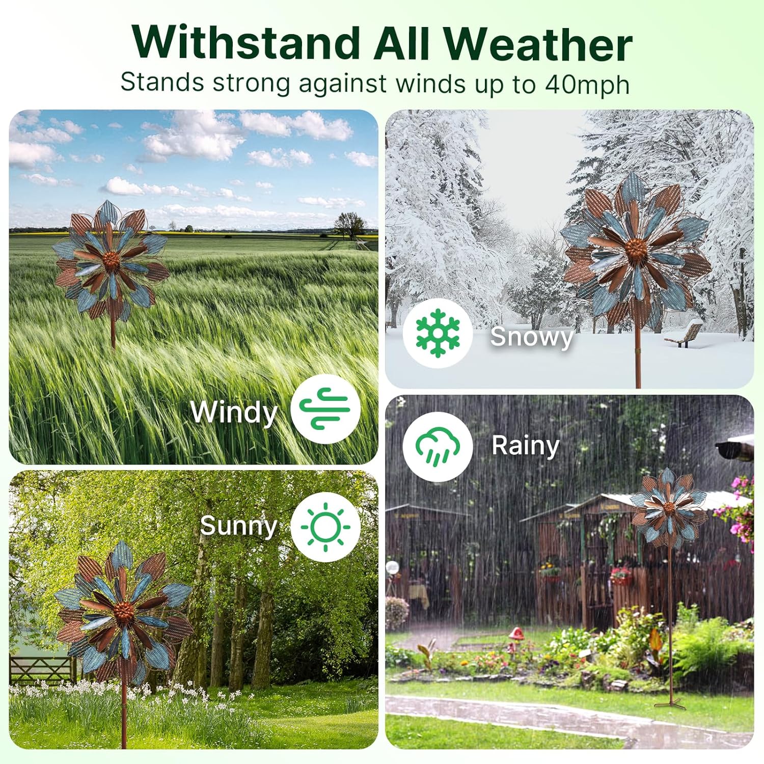 Wind Spinners Outdoor, 84" Large Metal Kinetic Wind Sculptures for Garden, Classic Yard Art with 2 Piece Welcome Flag Decoration
