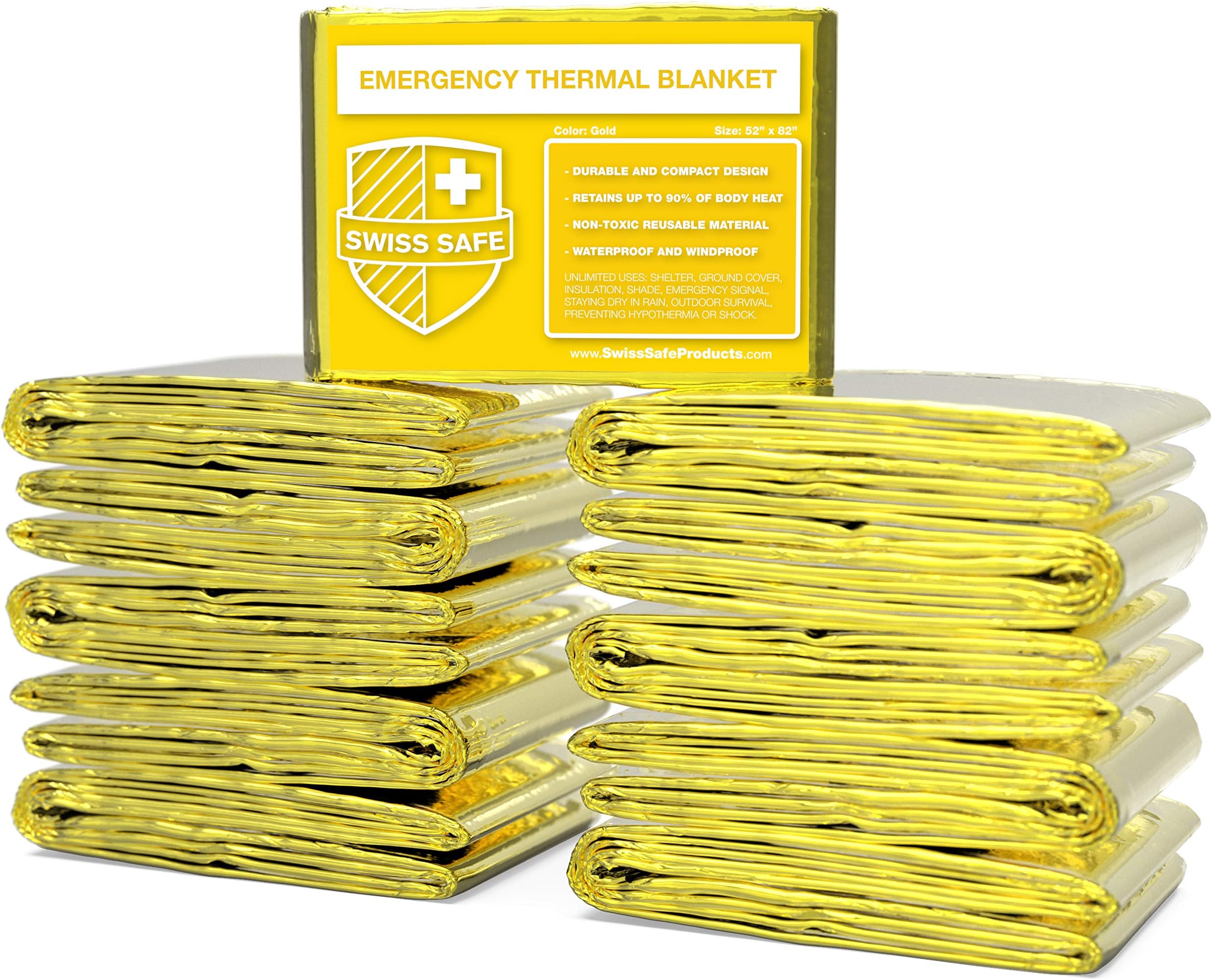 4-Pack Emergency Mylar Thermal Blankets - Blue Foil Space Blankets For Survival & Outdoor Gear