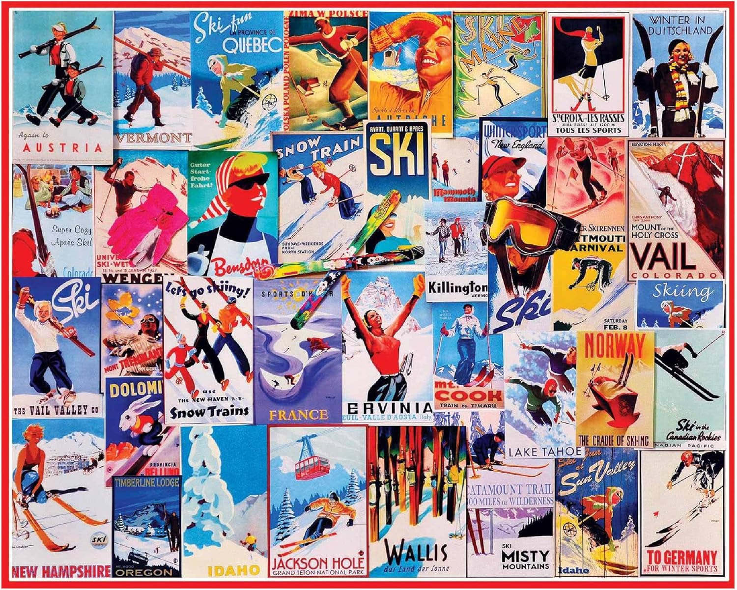 White Mountain Puzzles Ski Posters - 1000 Piece Jigsaw Puzzle