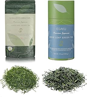 Issaku and Gokuzyo Aracha Tea Set from Japanese Green Tea Co – Premium 2-Piece Japanese Green Tea Assortment – Single Orig...