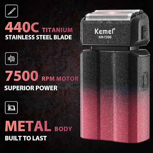 Miniatura 3 de KEMEI Maquinilla de afeitar eléctrica para hombres, afeitadoras, afeitadoras de aluminio, maquinillas de afeitar eléctricas para hombre para