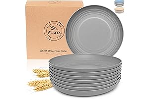 FOODLE Wheat Straw Plates Set for 8 - Alternative for Plastic Plates...