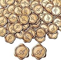 Vista 30 de Yoption Calcomanías de sello de cera con inicial M, paquete de 100 calcomanías autoadhesivas doradas para sellos de letras sobre para bodas