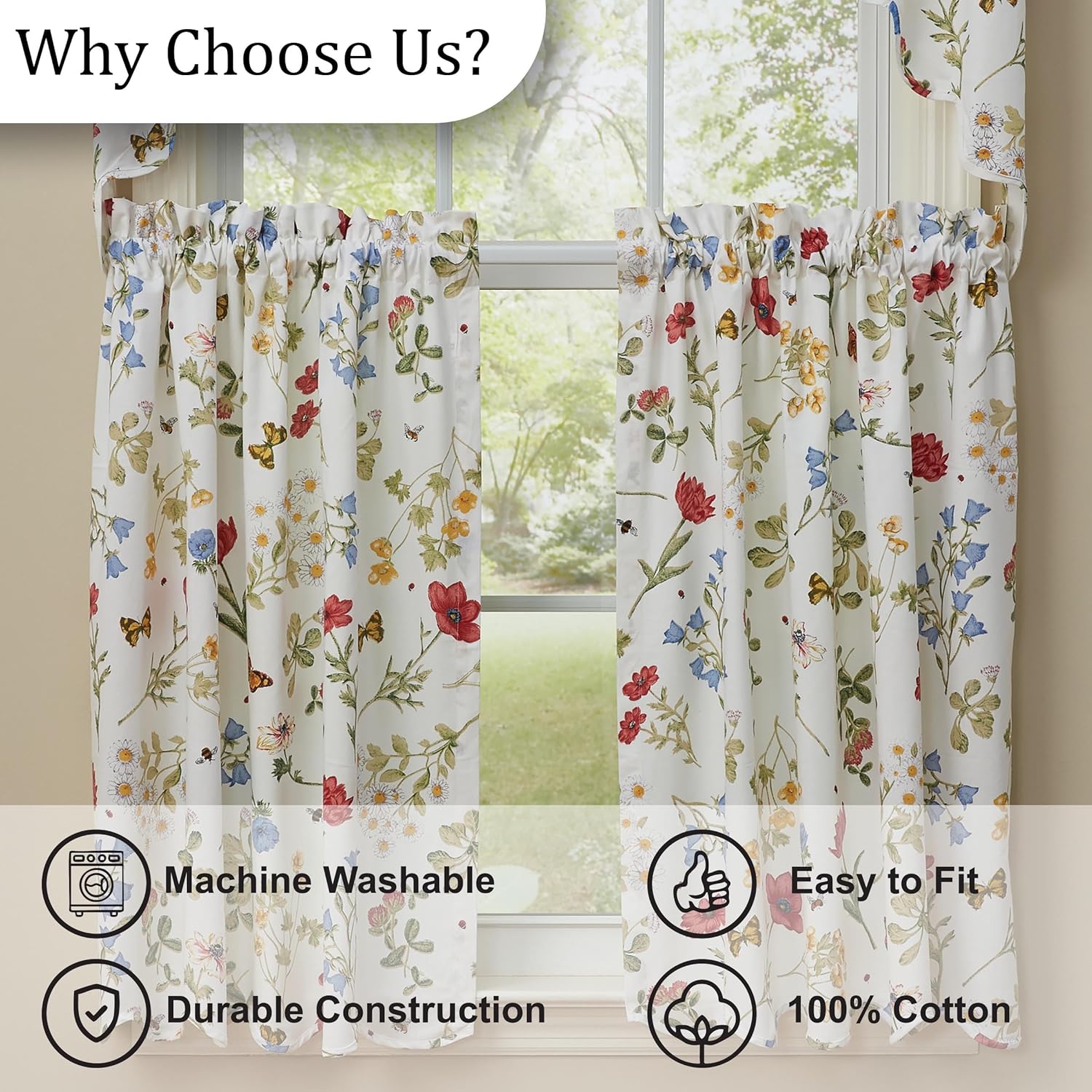 Park Designs Wildflower Window Treatment Tier, 72 x 24