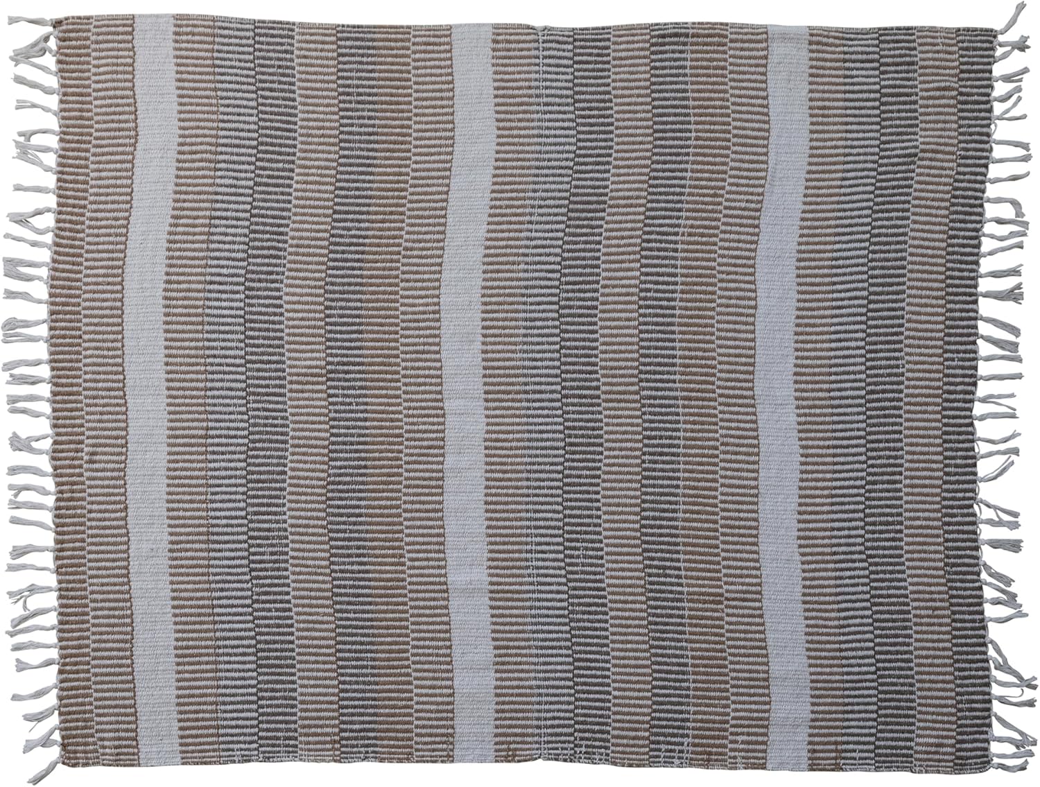 Creative Co-Op Woven Cotton Blend Throw with Stripes and Fringe, Multicolor